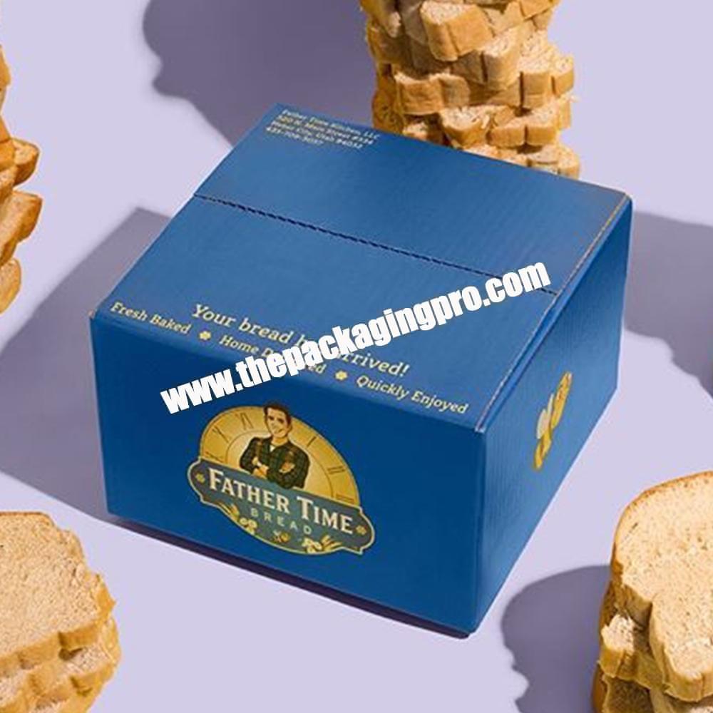 Custom Logo Printed Corrugated Cardboard Paper Packaging Food Bread Shipping Carton Box