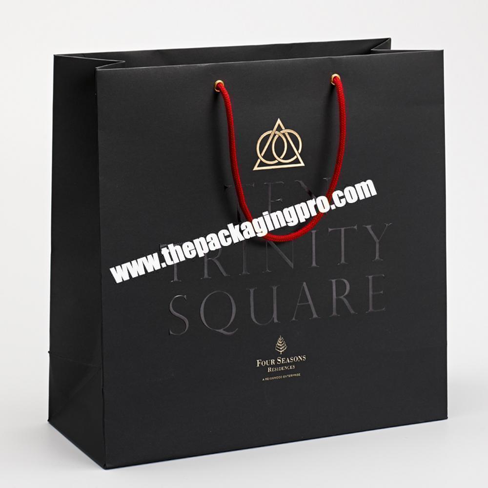 Custom Logo Printed Luxury Black Paper Clothing Garment Packaging Gift Shopping Bag