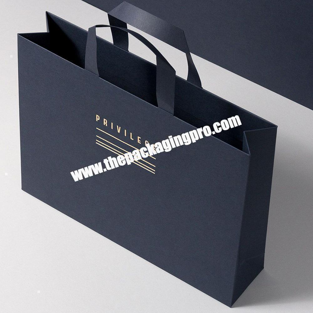 Custom Logo Printed Luxury Black Paper Clothing Perfume Packaging Promotion Gift Shopping Bag