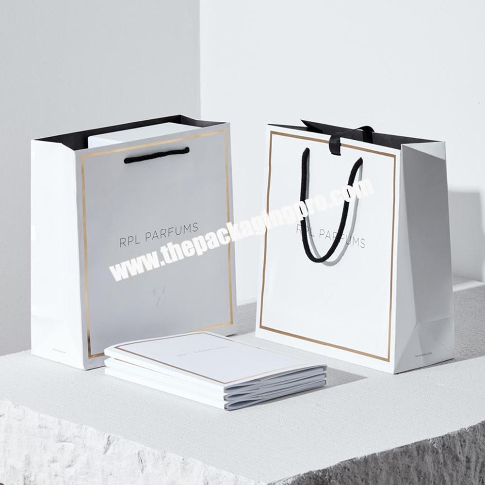 Custom Logo Printed Luxury White  Paper Packaging Gift Shopping Bag For Jewelry Cosmetic Makeup