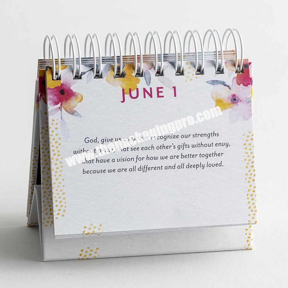 personalize Custom Logo Printed Paper Desk Mini Table Spiral 365 Daily Perpetual Inspirational Cube Calendar