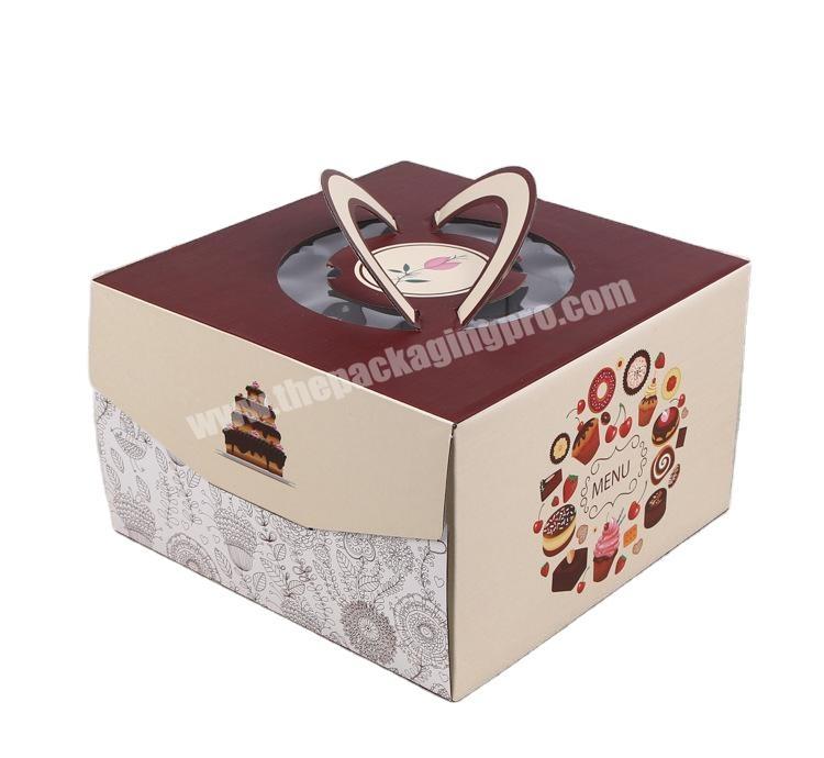 Custom Logo Printing Wedding Birthday Bakery Cake box Cardboard With Handle