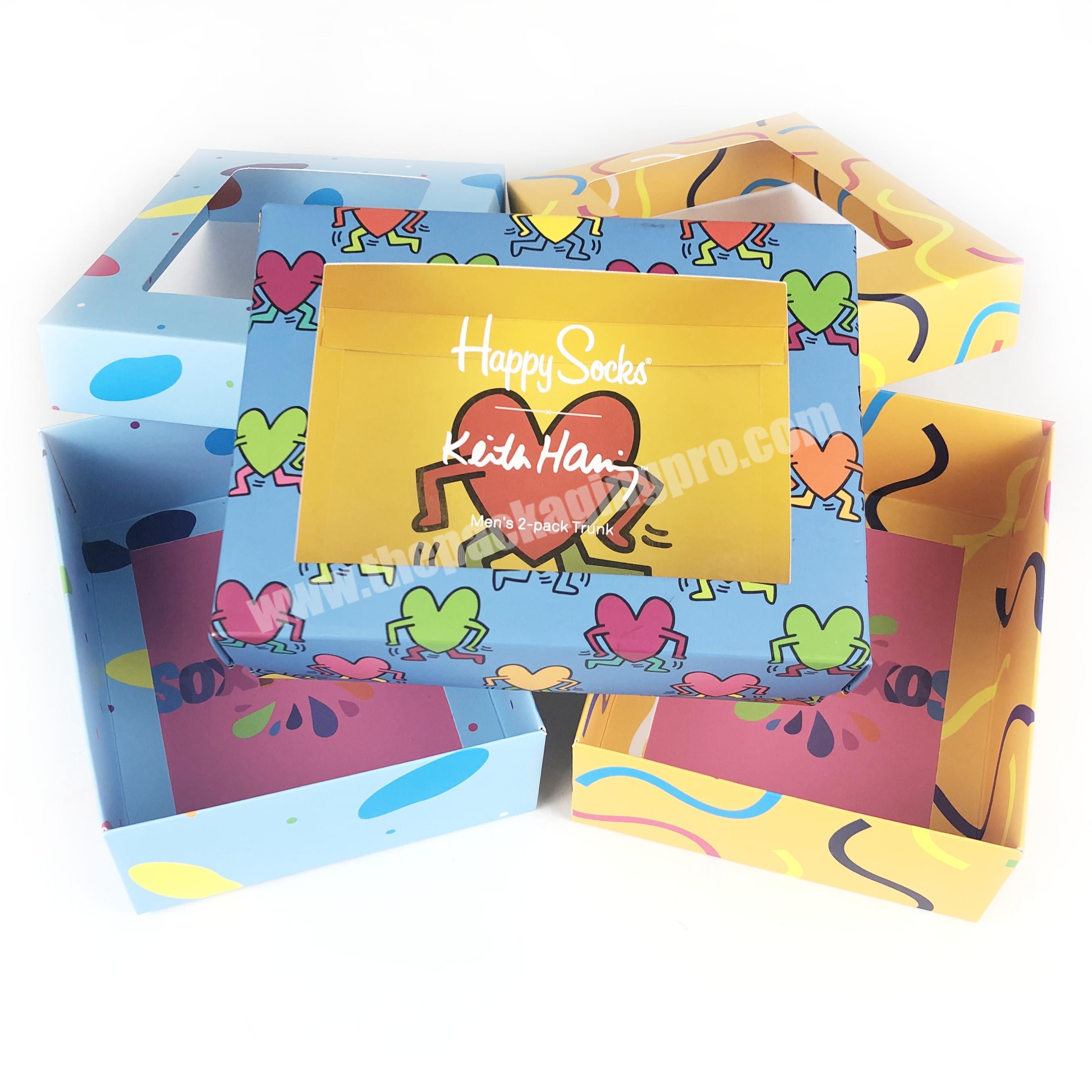 Custom Logo Printing Wholesale Colorful Socks Packaging Gift Paper Box