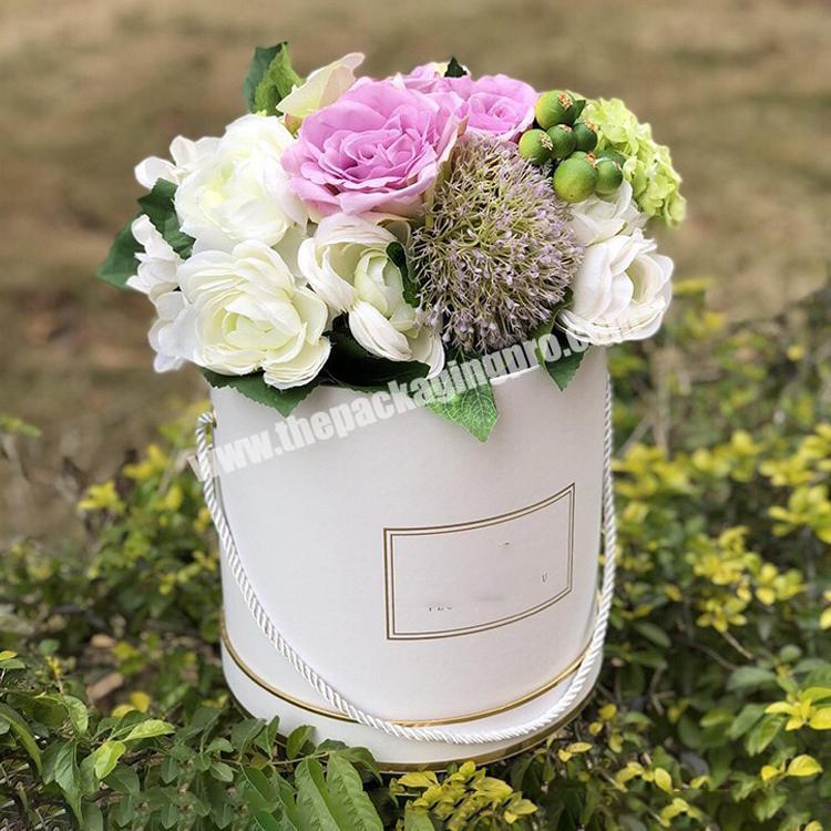 Custom Logo Round Hat Flower Box Rose Tube Gift Paper Cardboard Box Waterproof Bouquet Cylinder Packaging Floral Hat Box