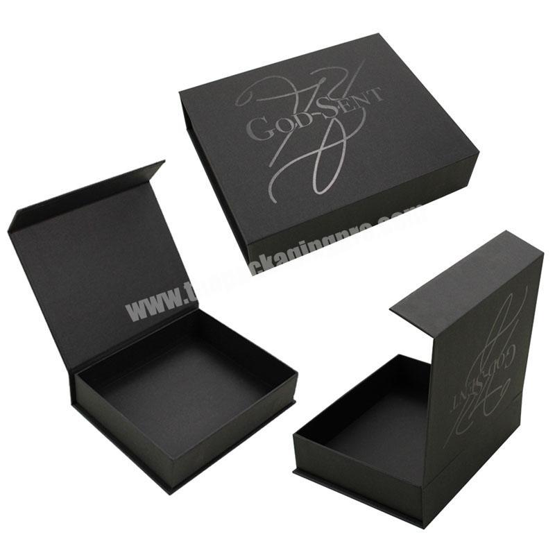Custom Logo UV-coating Black Magnetic Packaging gift Box Flip Top Cardboard Eco Gift Packaging Box