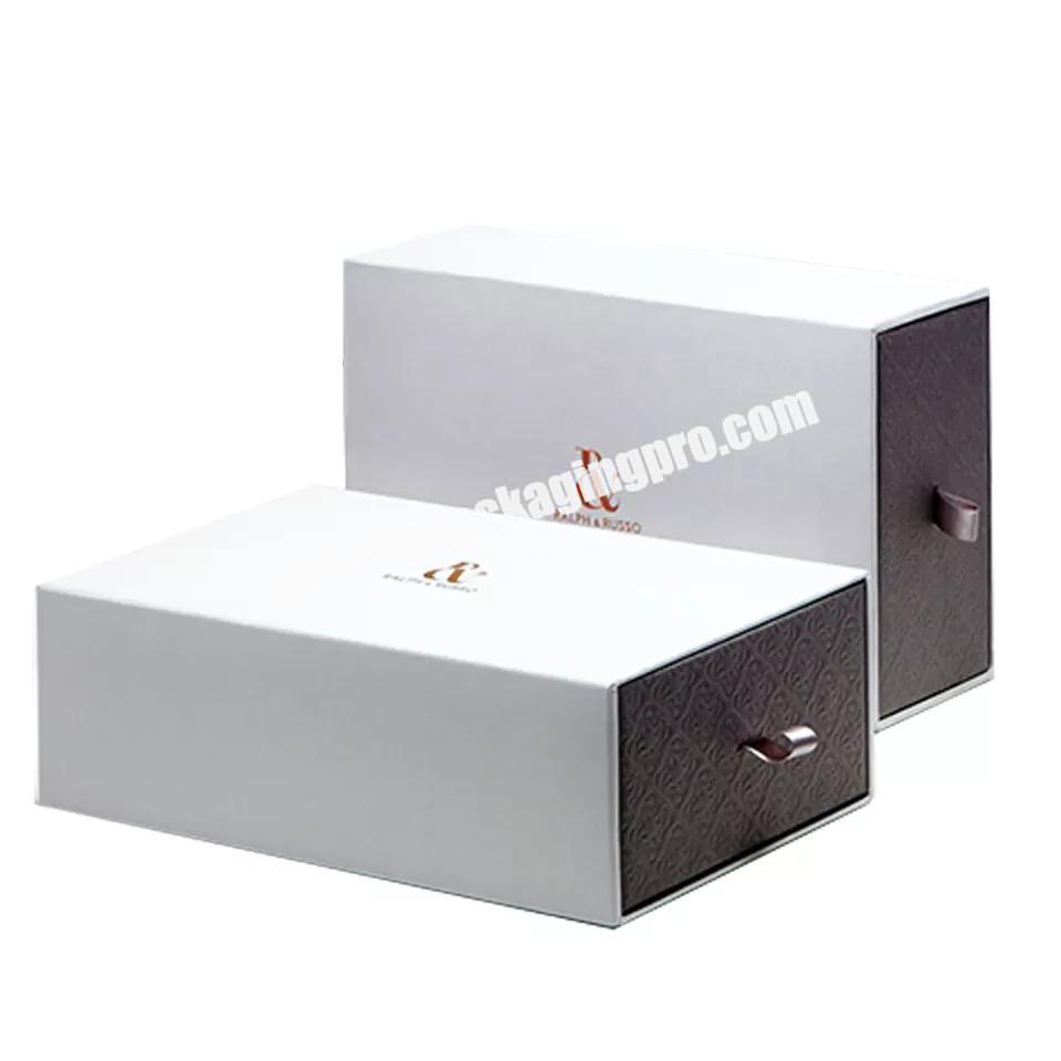 Custom Logo White Hard Case Cardboard Packaging Rigid Paper Luxury Drawer Gift Boxes