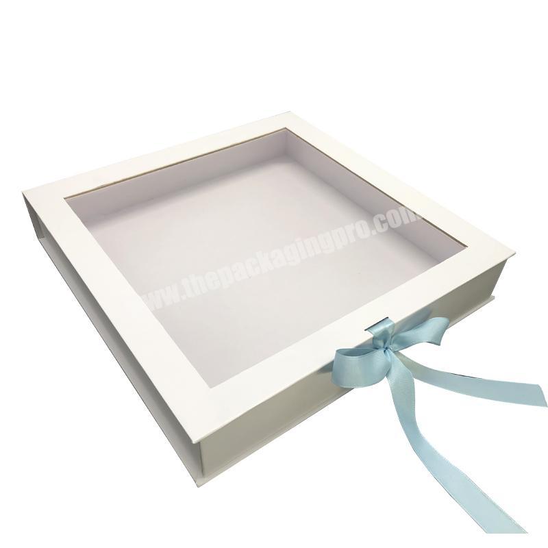 Custom Clear Window Packaging Boxes Magnetic Lid Cardboard Paper Display Product And Ribbon Gift Box With Pvc Window