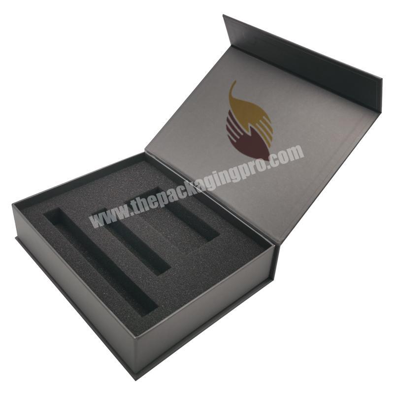 Custom Luxury Black Rigid Magnetic Large Size Skin Care Packaging Paper Cardboard Gift Boxes with EVA Foam