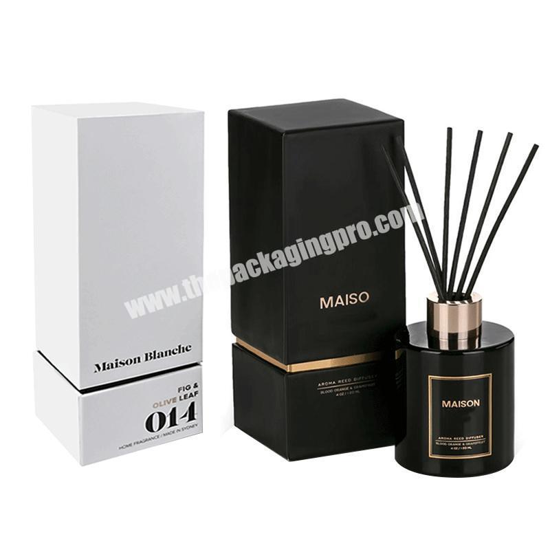 Luxury Design Custom Printing black and white Paper Cardboard Perfume Candle Bottle Fragrance Packaging Reed Diffuser Box