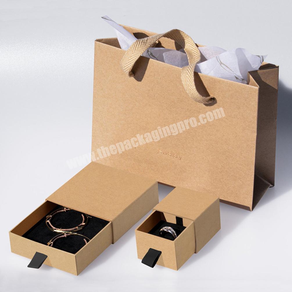 Custom Luxury Brown Kraft Paper Drawer Jewelry Ring Schmuck Box