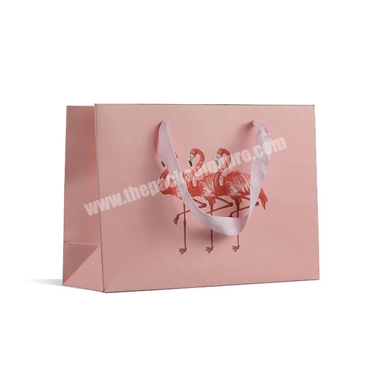 Custom Luxury Clothing Retail Bag Packing Pink Gift Bag bolsas de papel Shopping Packaging Paper Bags With Handles For Clothes
