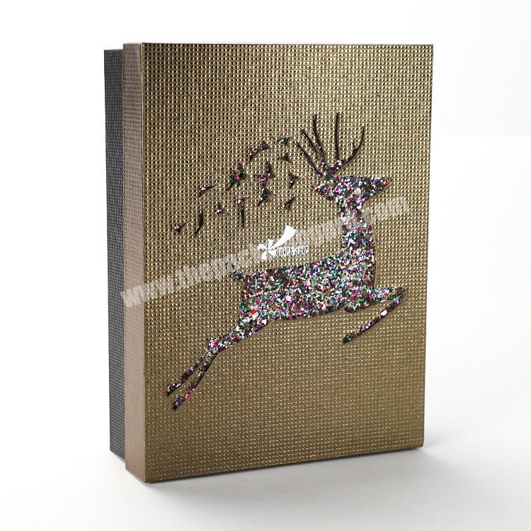 Custom Luxury Diamond Deer Lid and Base Gift Cardboard Paper Box for Shoes Packaging