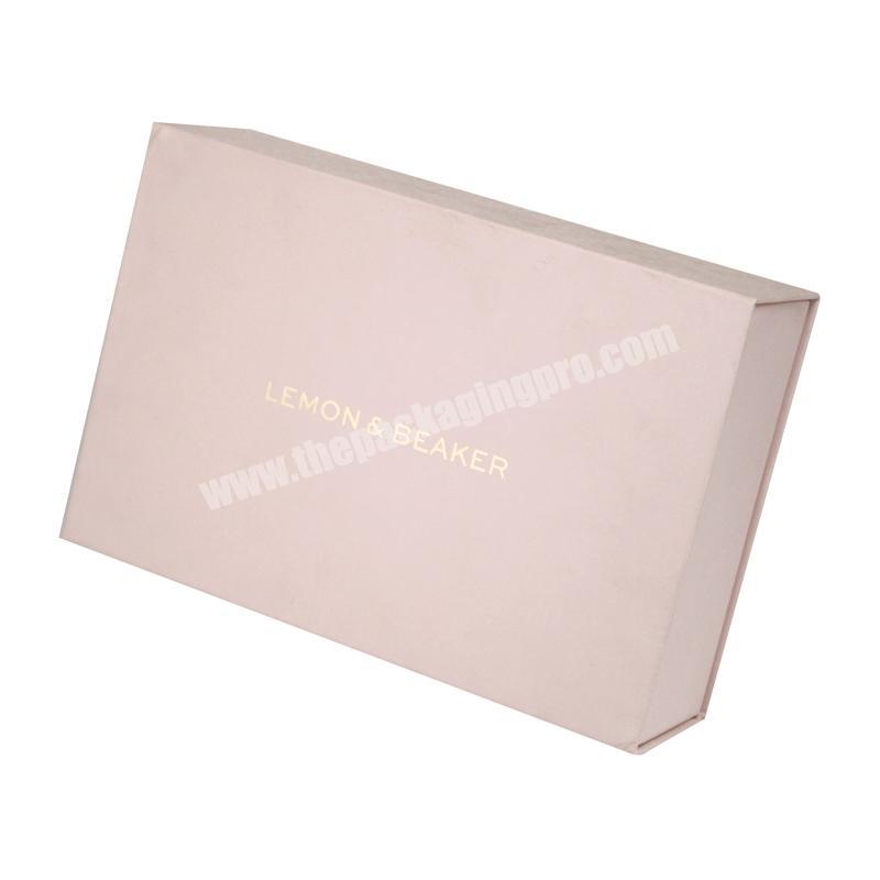 Custom Luxury Magnetic Closure Logo Printed Paper Insert Pink Solid Color Box With Magnet For Packaging