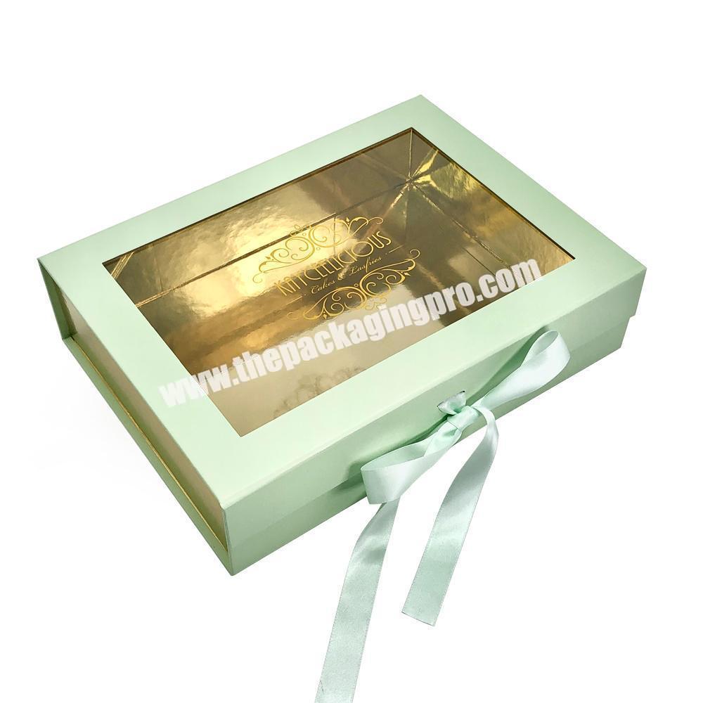 Custom Luxury Magnetic Cookie Cake Box for Food Treat Bakery Cardboard Cupcake Brownie Macaron Boxes With Clear Window