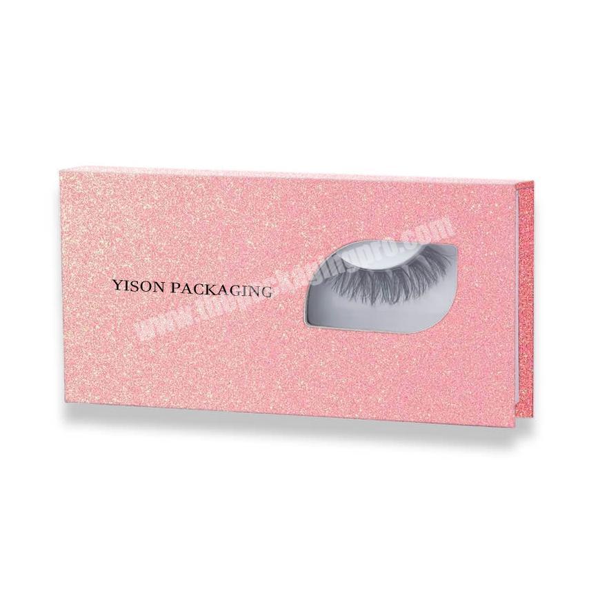 Custom Luxury Pink Glitter Eyelash Boxes Packaging For Eyelashes
