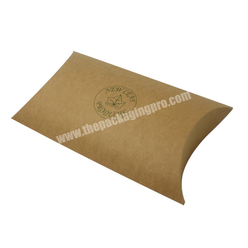 Custom Made Recycled Brown Kraft Paper Pillow Box with Logo Print for Gift