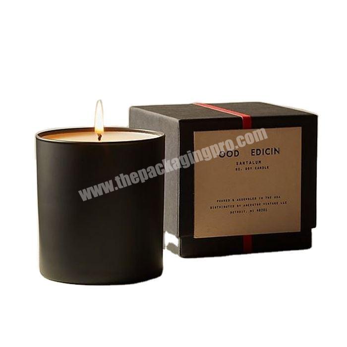 Caja De Carton Para Vela Boite Bougie Custom Luxury Black Hot Foil Logo Gift Packiging Boxes For Candles Jars Boxes
