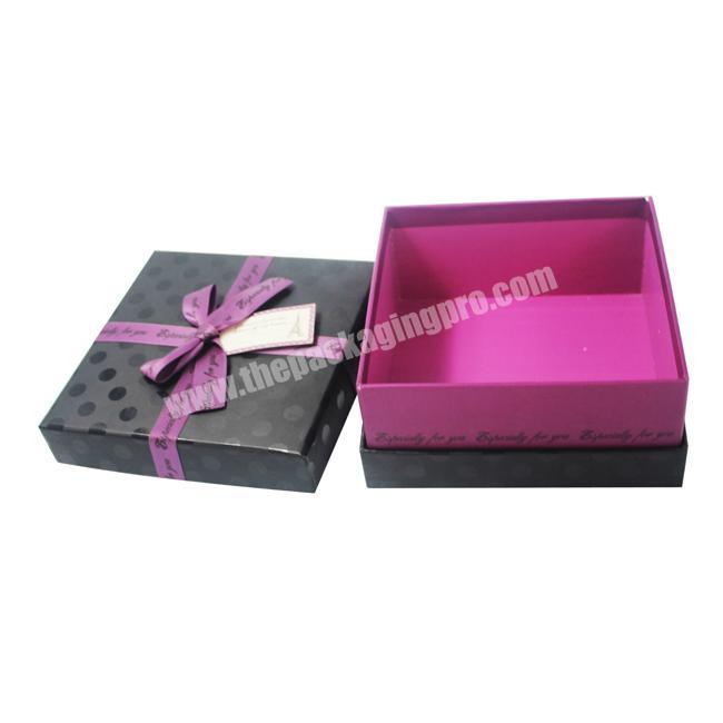 Custom Paper Box with Lid with Custom Printing Ribbon Decorated Paper Gift Box for Makeup