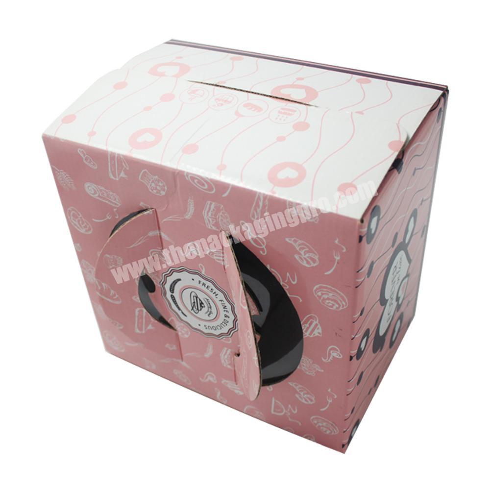 Custom Paper Printed Portable Cake Box With Handle