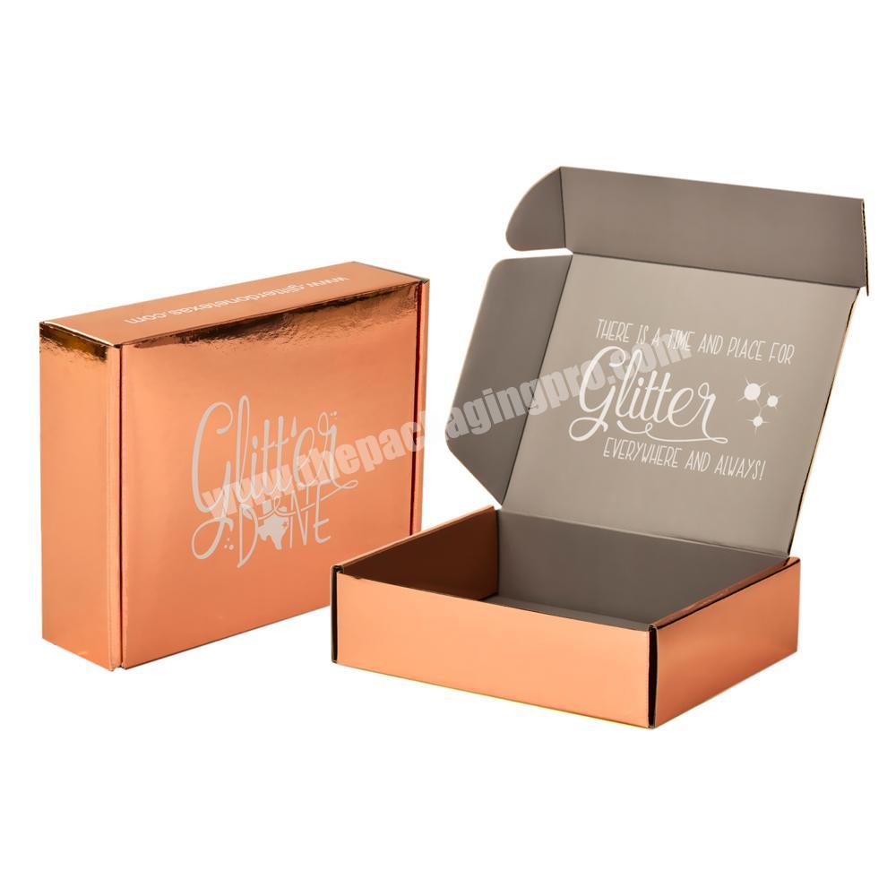 Custom Paper Rose Gold Metalized Boxes Packaging Shipping Mailer Metallic Box rose gold For Shipping