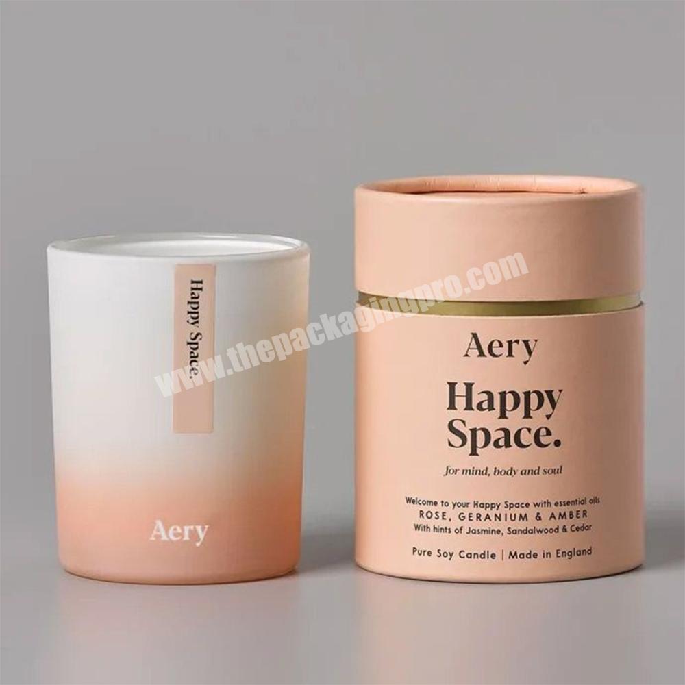Custom Paper Round Packaging Biodegradable Carton Packing Craft Small Candle Black Tube Cylinder Packaging Box With Logo