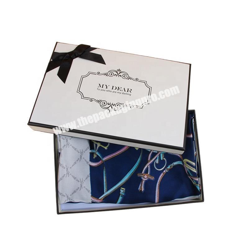 Custom Personal Brand Printing Simple And Elegant Ribbon Bow Luxury Empty Packaging Gift Box For Clothes