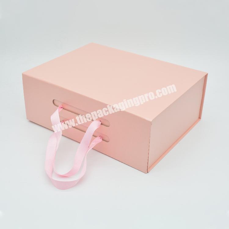 Wholesale foldable cardboard stain lined hair extension packaging paper boxes with ribbon luxury customized magnetic gift box