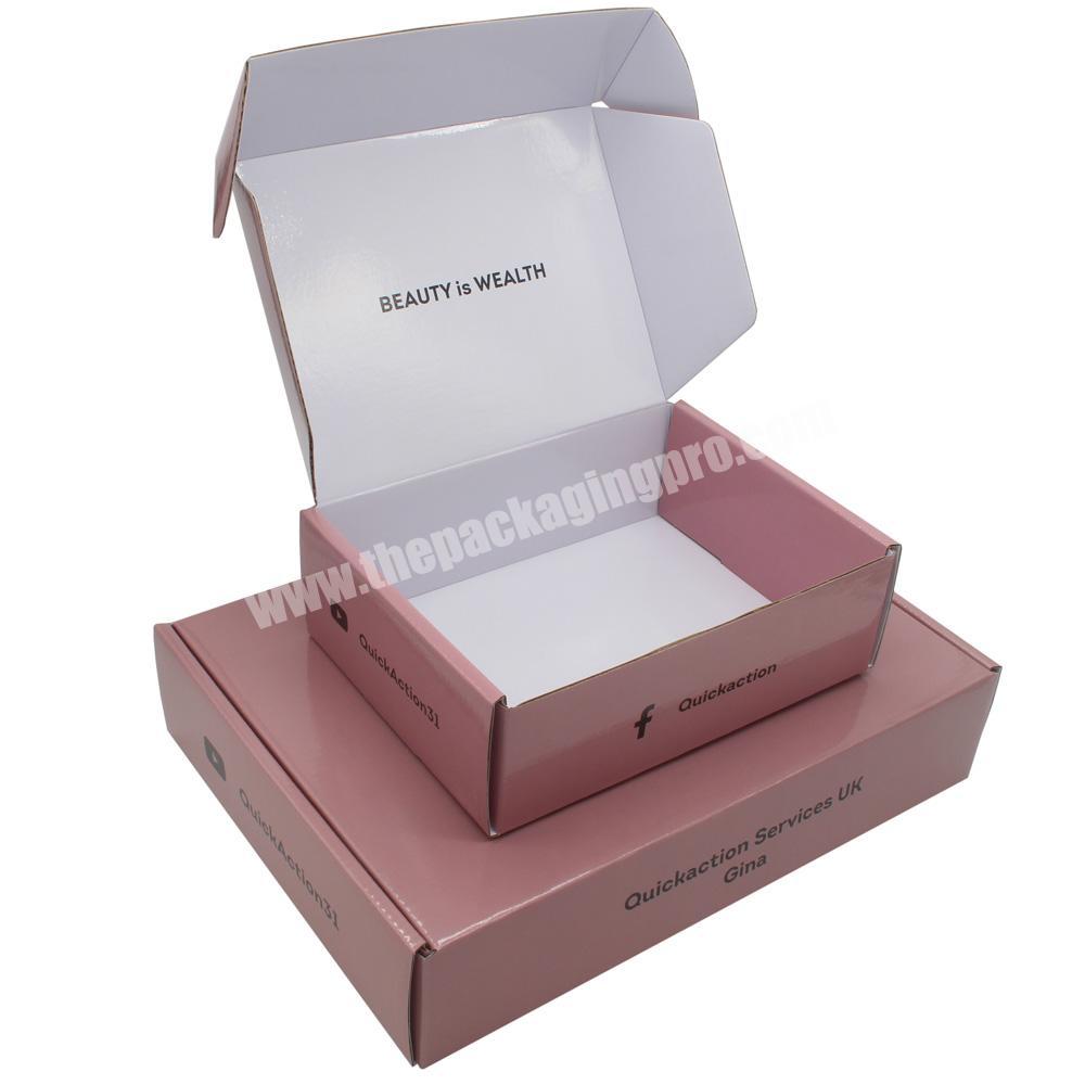 Custom Pink White Corrugated Glossy Lamination Shipping Box Packaging caja para embalaje