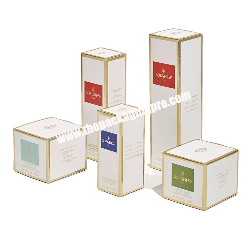 Customized Logo Printing Ivory Paper Folding Face Cream Cosmetic Packaging Cube Boxes