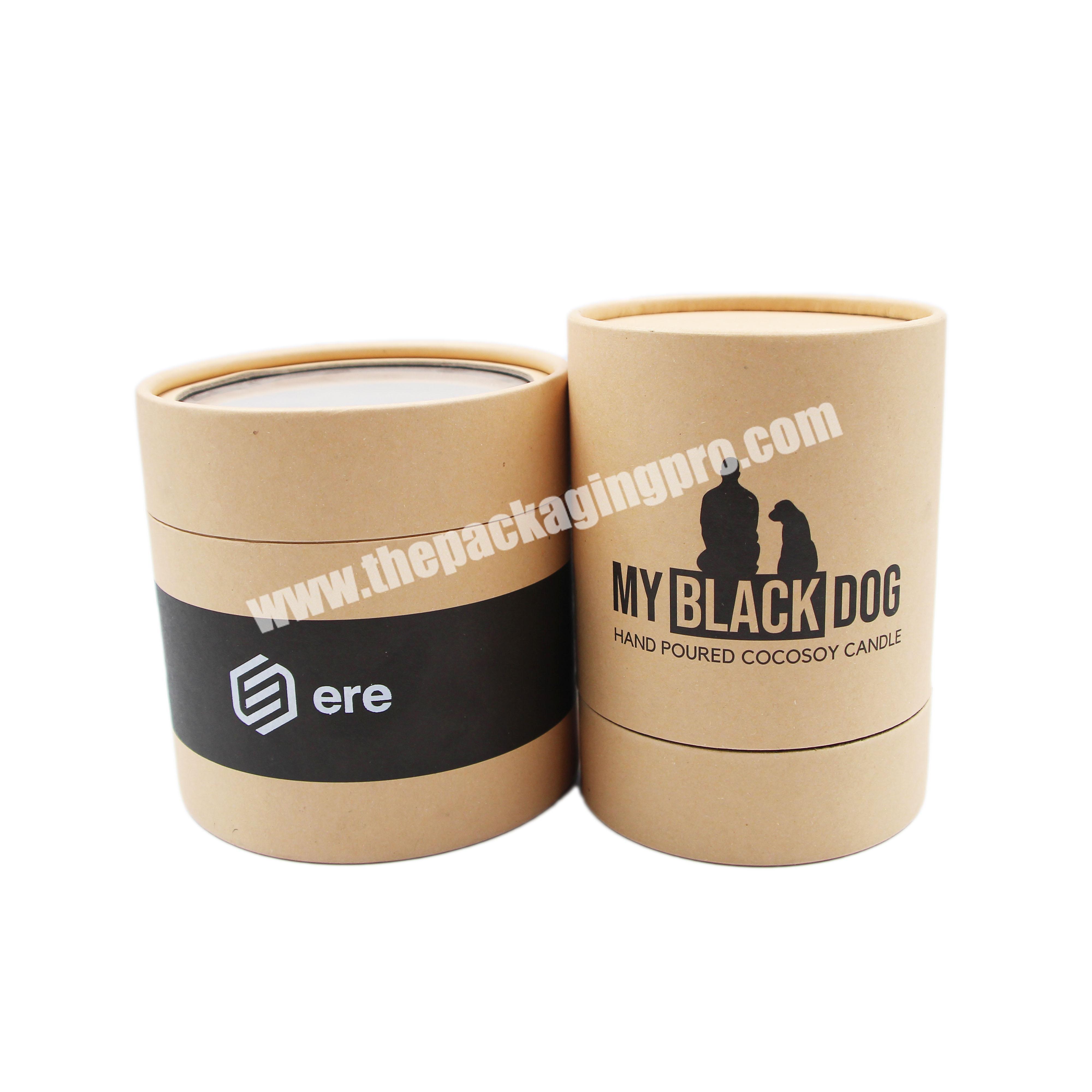 Custom Printed Cardboard Cylinder Candle Packaging Gift Round Kraft Paper Boxes With Lid