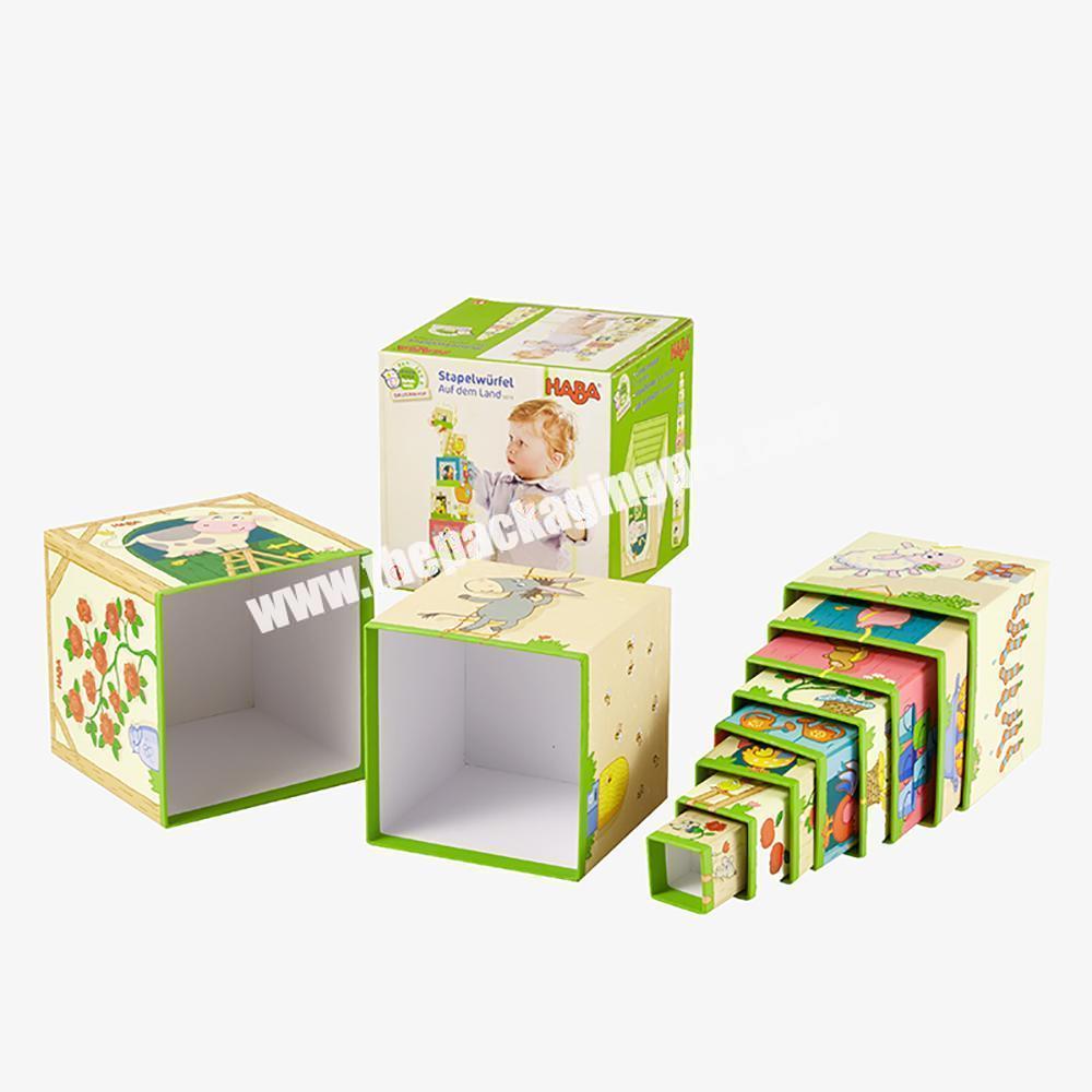 Custom Printed Cardboard Packaging Creative Baby Children Game Nesting Gift Box Set For Kids