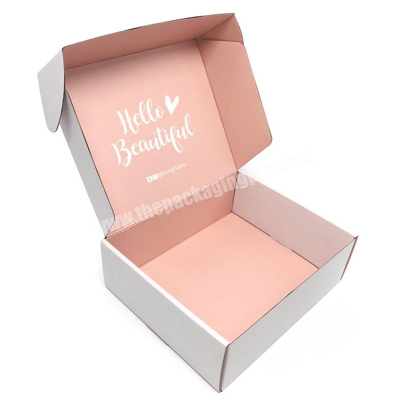 Custom Printed Corrugated Paper Pink Lash Eyelash Carton Makeup Packaging Box White Shipping Postal Mailer Boxes with Logo