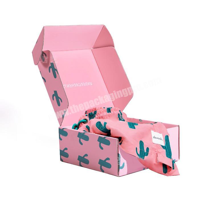 Custom Printed Garments Shirt Apparel Mailing Shipping Boxes Pink Corrugated Subscription clothing mailer boxes with logo
