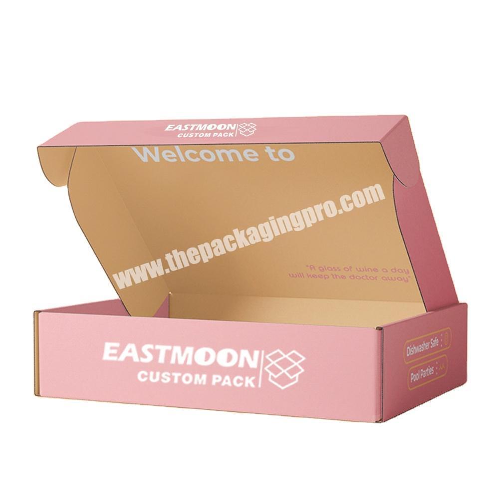 Custom Printed High Quality Christmas Corrugated Paper Packaging box Pink Shipping Mailer Packaging Gift Paper Boxes