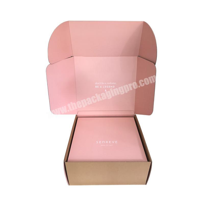Custom Printed Logo Color Mailing Corrugated Packaging Clothing Mailer Postal Shipping Pink Mailer Box