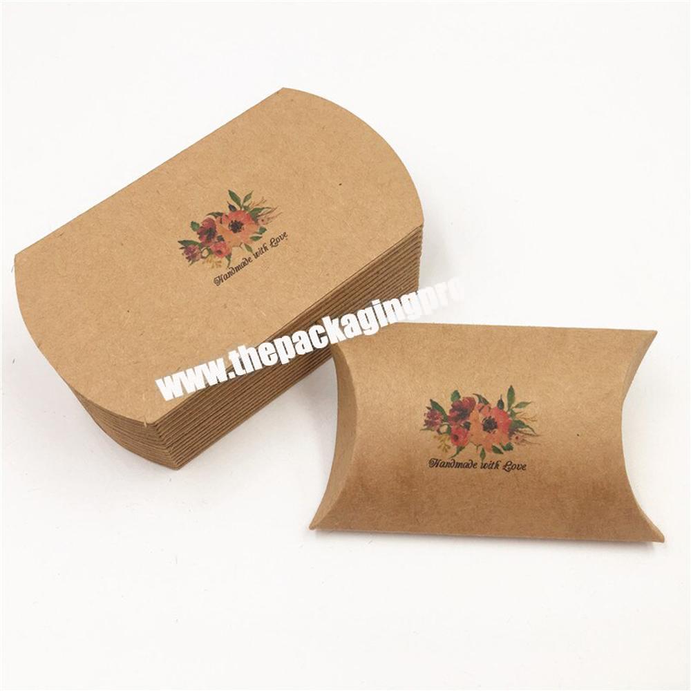 Custom Printed Logo Craft Paper Packaging Folding Candy Pillow Gift Boxes
