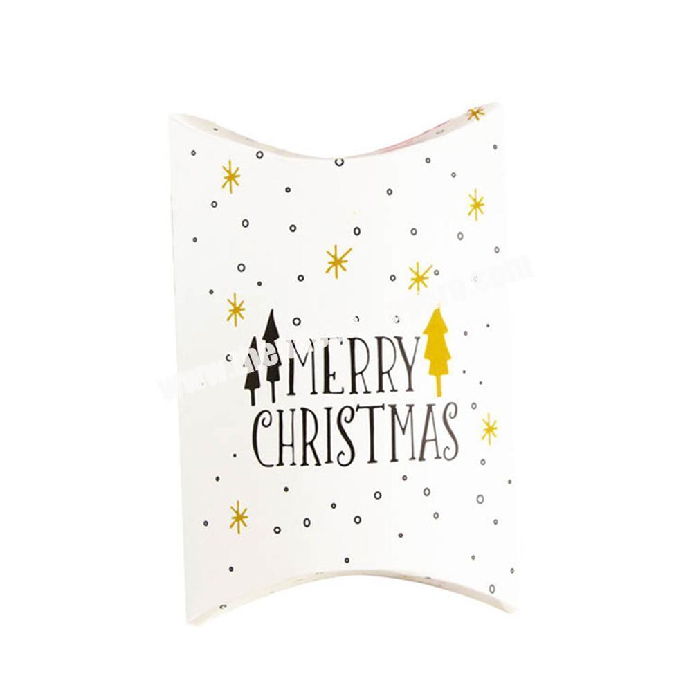 Custom Printed Low MOQ Paper Packaging Folding Merry Christmas Candy Pillow Gift Boxes