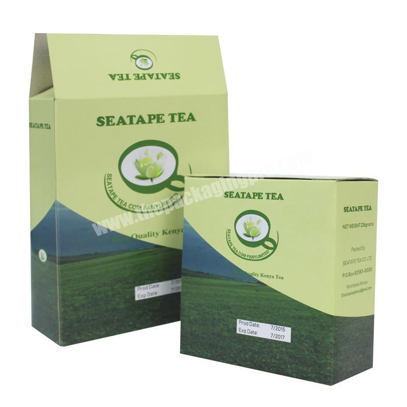 Custom Printed Reverse Tuck End Carton Boxes Self Erecting Boxes Green Tea Packaging Box