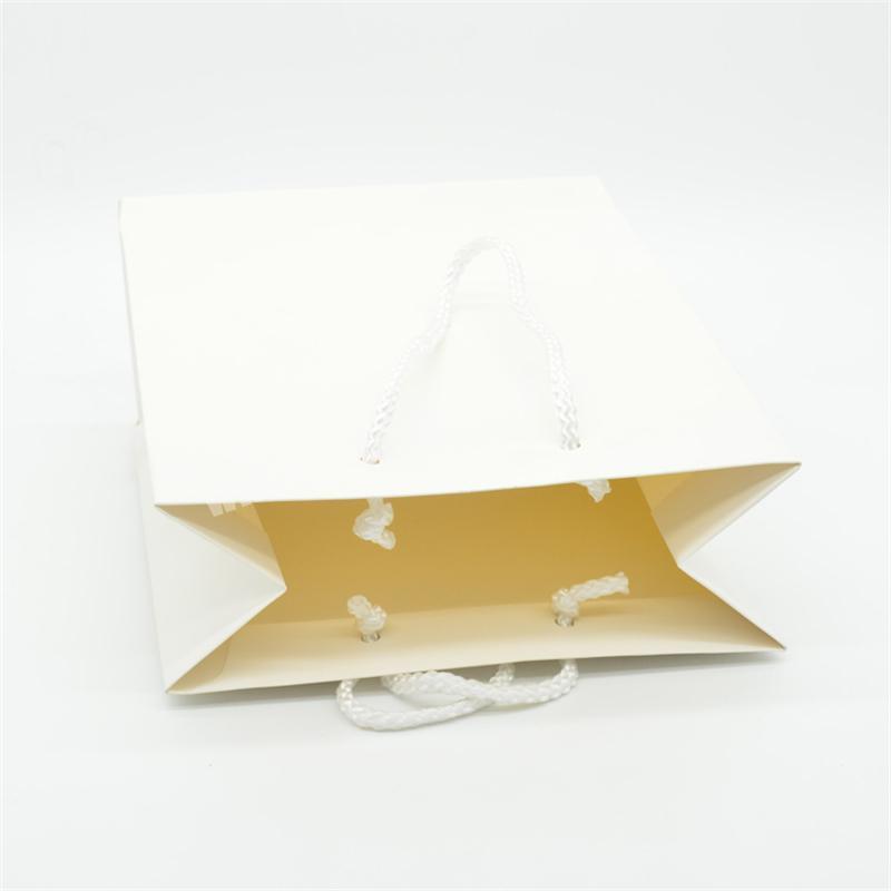 Custom Printed Your Own Logo Custom Recycle Gift Made Bags White Logo paper bag with ribbon