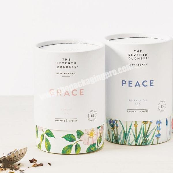 Custom Printing Biodegradable Cylinder Paper Cardboard Premium Tea Canister Bags Gift Tube Box Packaging for Loose Tea Package