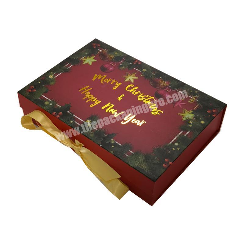 Custom Printing Free Design Christmas Decoration Folding Magnetic Closure Cardboard Gift Box
