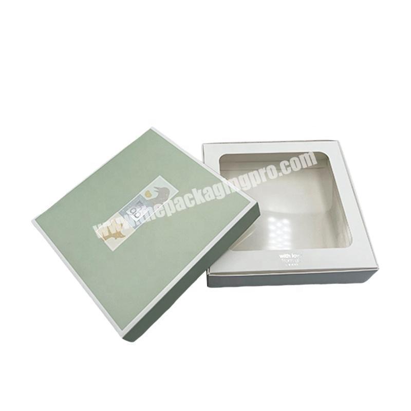 Custom Printing Socks Clothes Lid and Base Packaging Front Side Kraft and White Card Paper Gift Box with Clear PVC Window