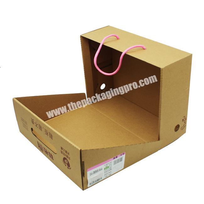 Custom Private Design Brand Printed Brown Corrugated Paper Shoe Box with PP Rope Handle