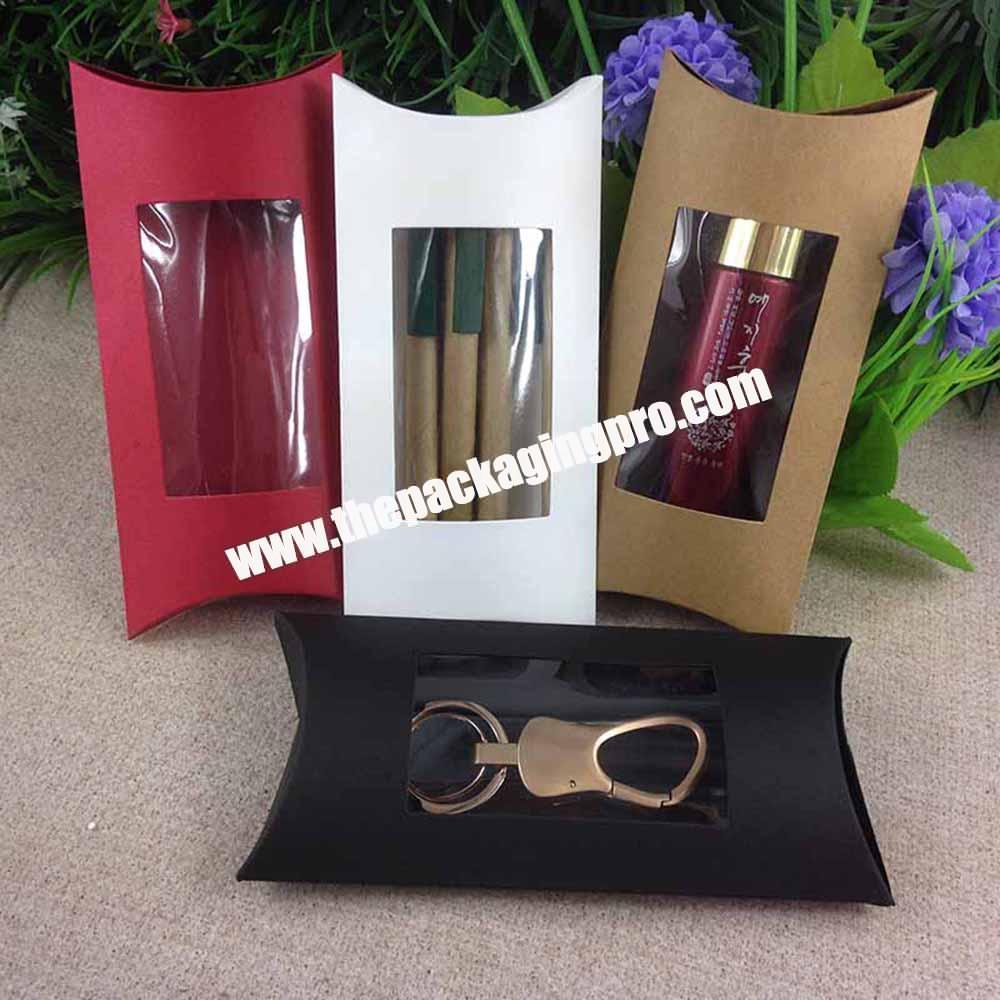 Custom Logo Eco  Kraft Paper Packaging Pillow Jewelry Necklace Gift Boxes With Window