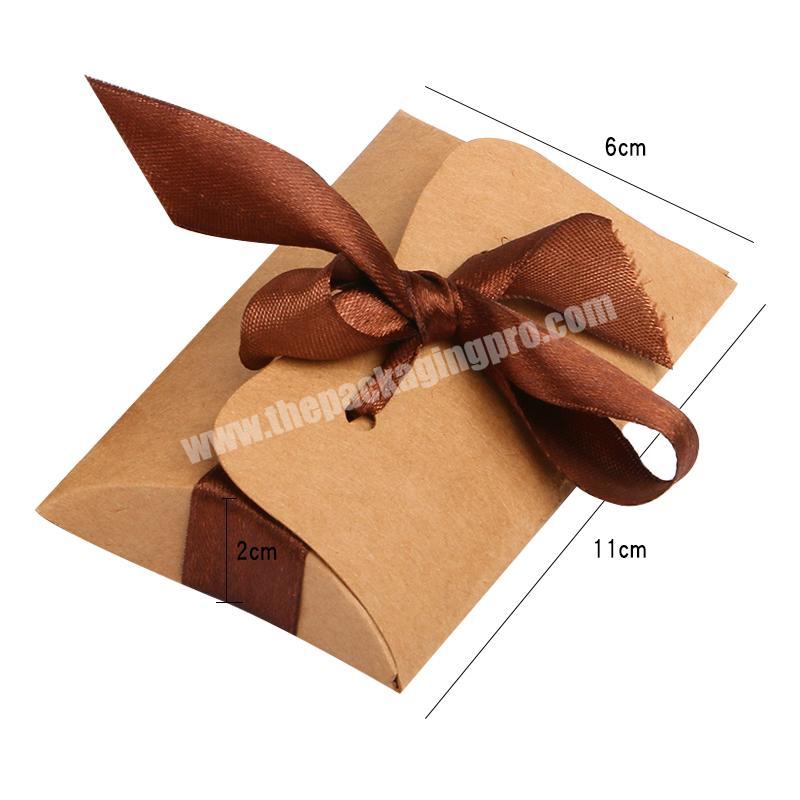 Custom Ribbon Bow Printing Die Cut Stock Kraft Paper Packaging Pillow Gift Box