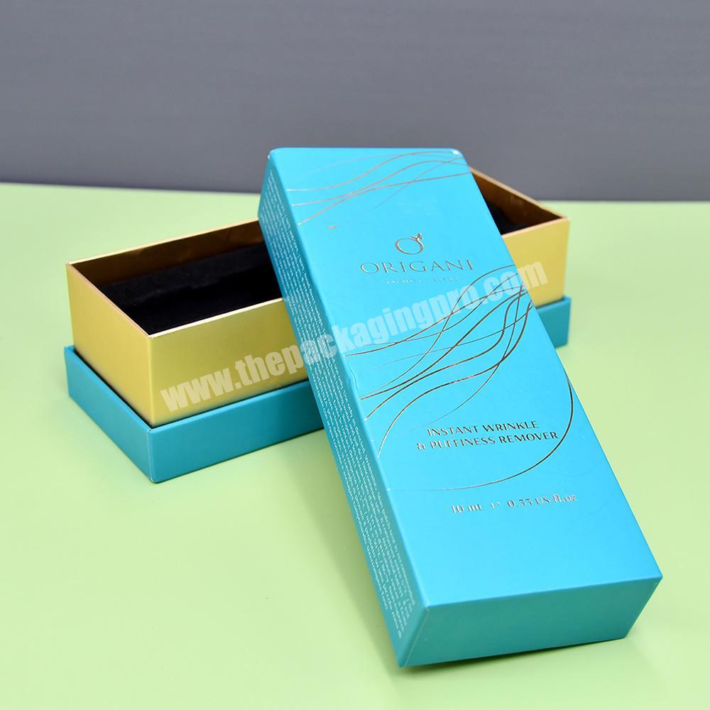 Custom Rigid 2 Pieces Gift Box Eco-friendly Craft Paper Black Card Insert cosmetics Packaging