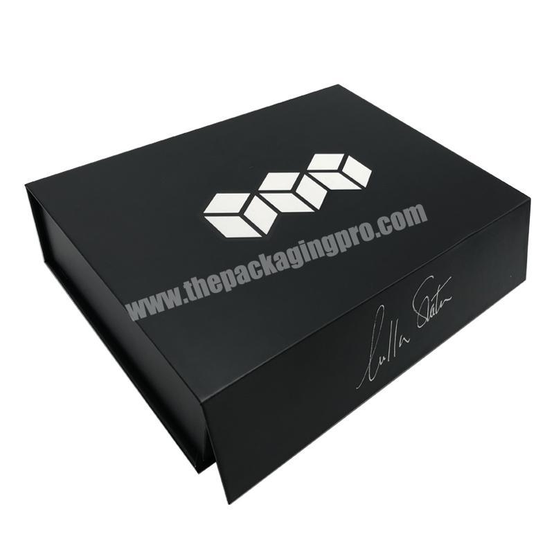 Custom Rigid Black Cardboard Box Apparel Shoes Makeup Product Magnet Gift Box Paper Packaging Box with Magnet Lid