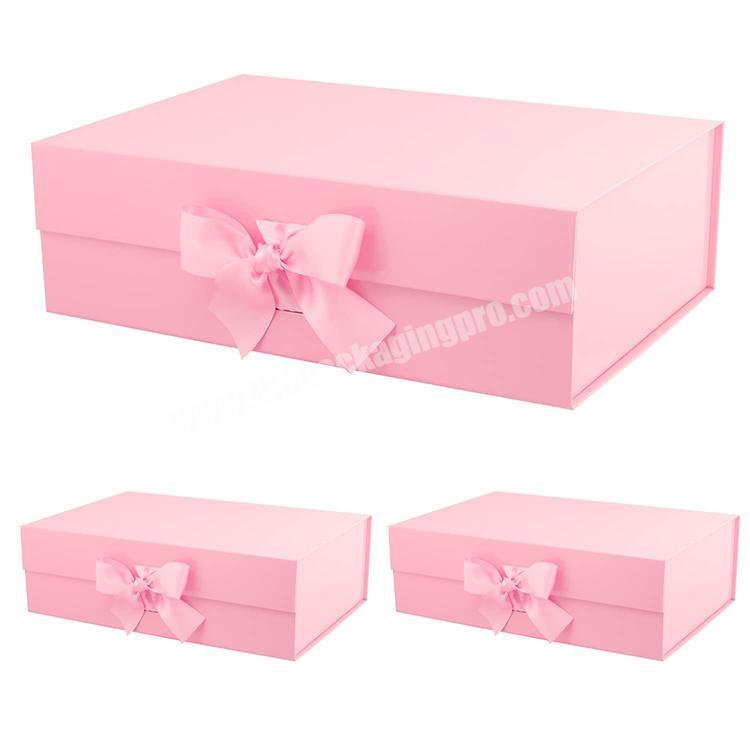 Custom Screen Printing Logo Pink Medium Size Square Magnetic Folding Gift Box With Magnetic Lid