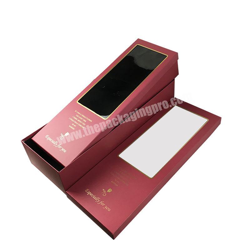 Custom Size Logo Color Cardboard Black paperboard Boxes With Transparent Plastic Window Gifts High Folding Quality Flowers Box