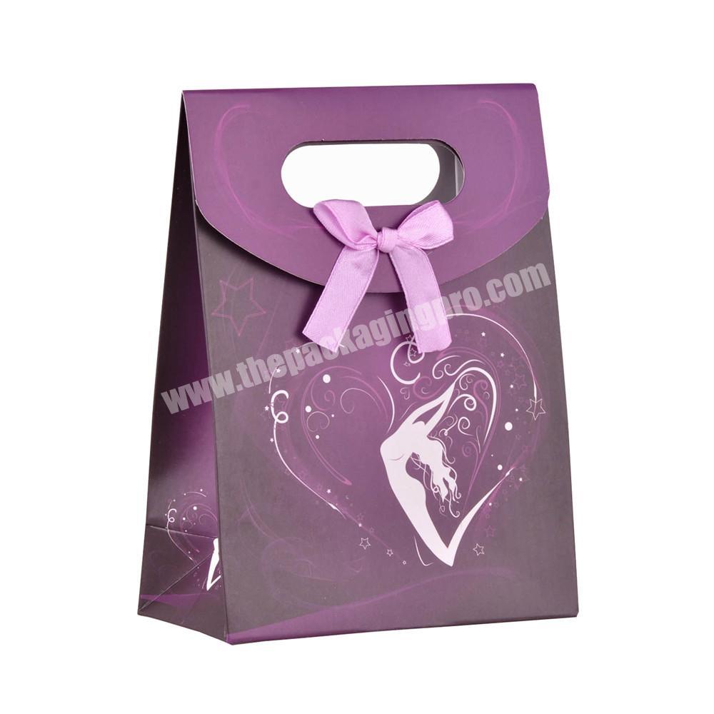 Custom Small Die Cut Handle Paper Gift Bag With Flap